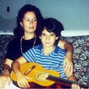 Marco's 8th Birthday; with his mother and his new first guitar!