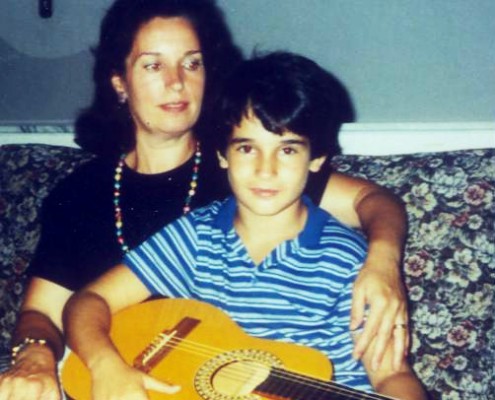 Marco's 8th Birthday; with his mother and his new first guitar!
